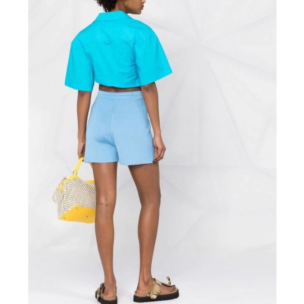 Nanushka Malena Knit Long Shorts in Blue Sz L #0477 - Picture 4 of 11